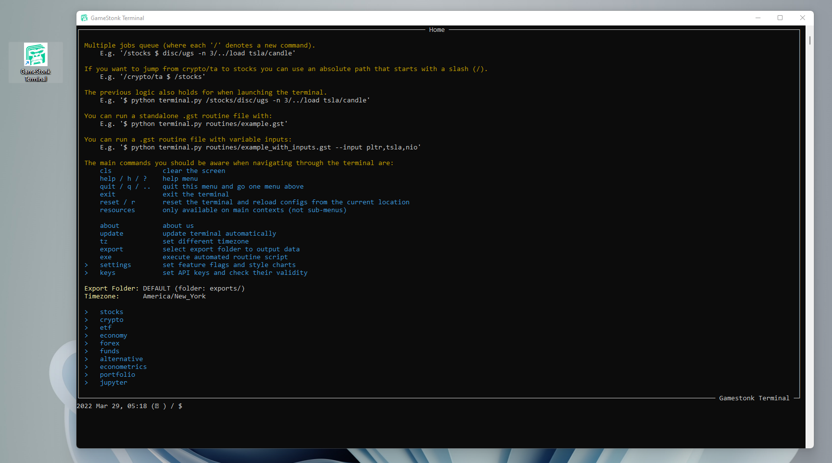 Run the terminal